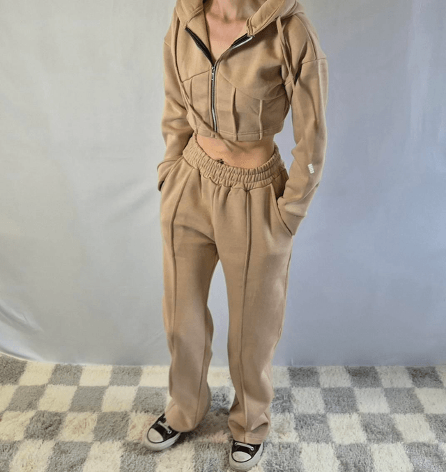 Crop Zip Hoodie & Flare Jogger Set