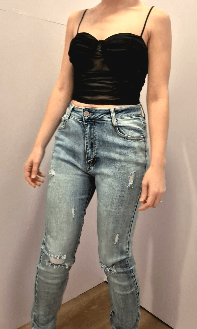 Black Sheer Crop Top