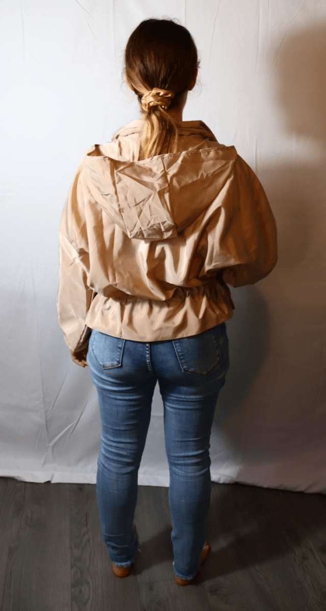 Beige zip Waterproof winderbreaker Jacket