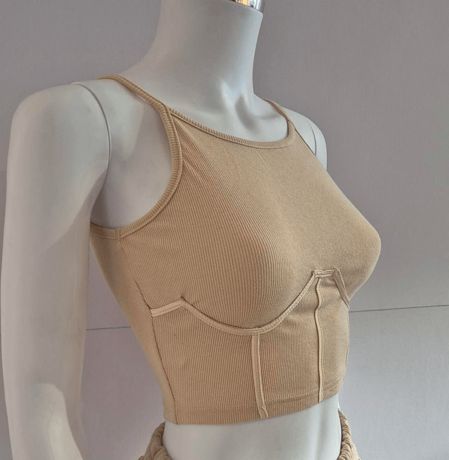 Tan Structured Crop Top