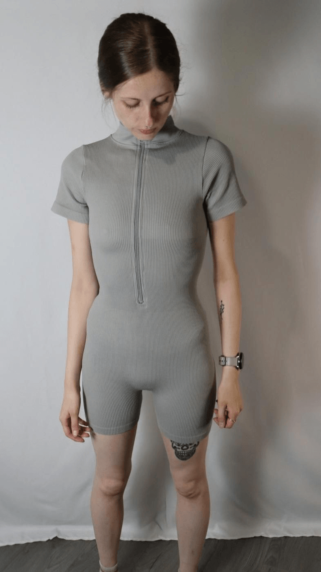 Zip Ribbed Bodysuit