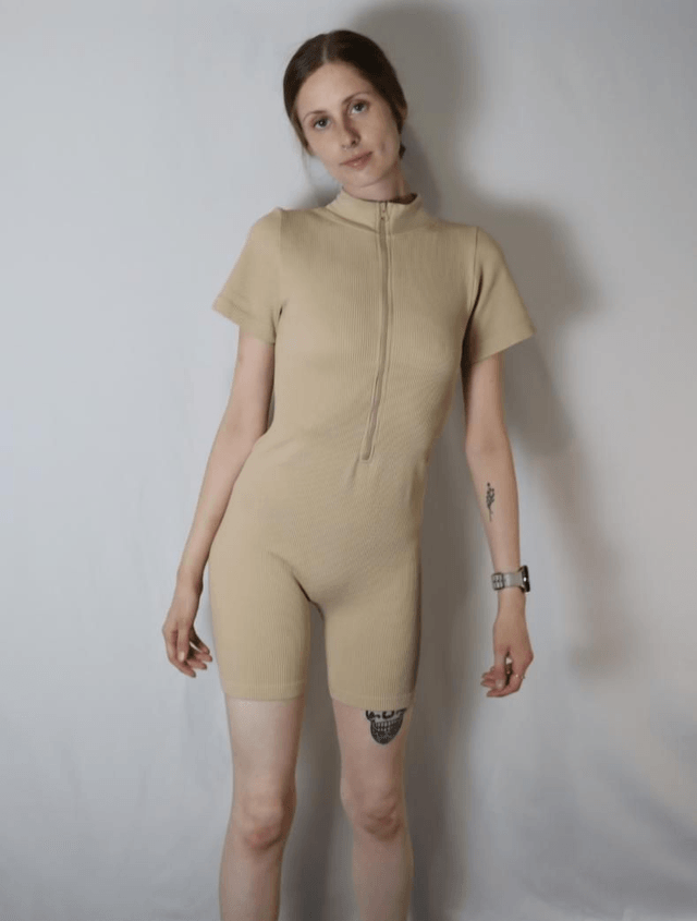 Zip Ribbed Bodysuit