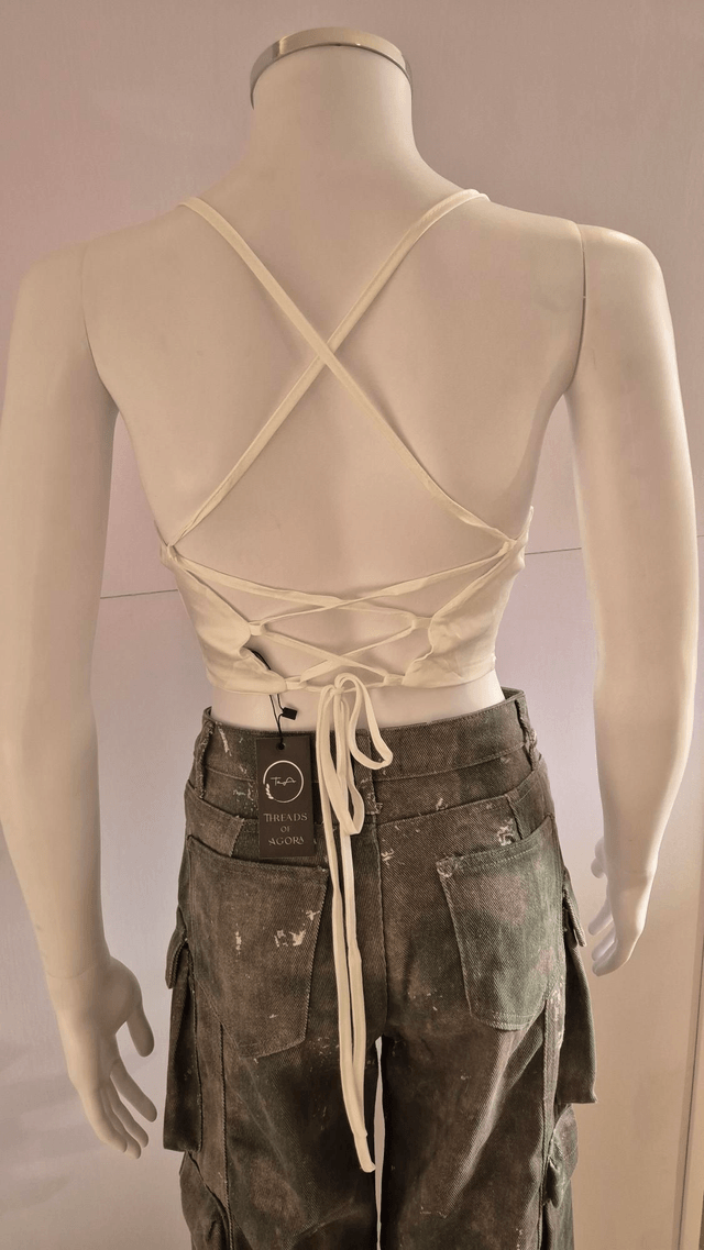 White Mesh Crop Top