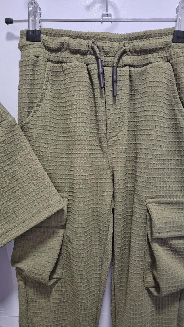 Waffle Texture T-Shirt & Pants Set