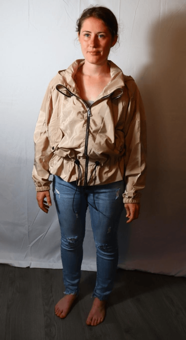 Beige zip Waterproof winderbreaker Jacket