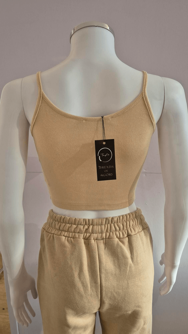 Tan Structured Crop Top