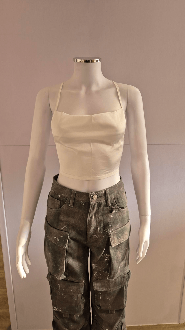 White Mesh Crop Top