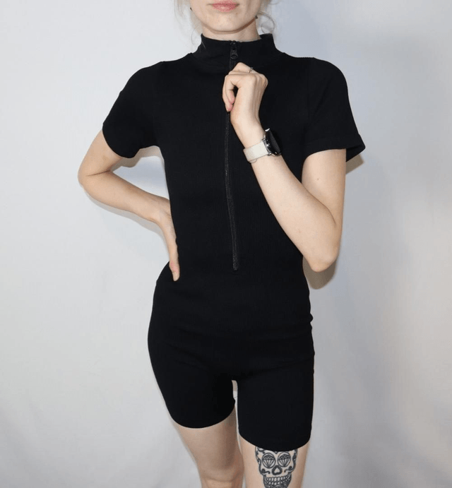 Zip Ribbed Bodysuit