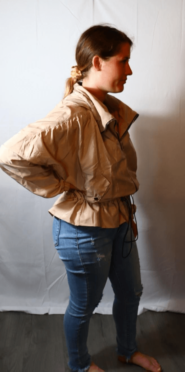 Beige zip Waterproof winderbreaker Jacket