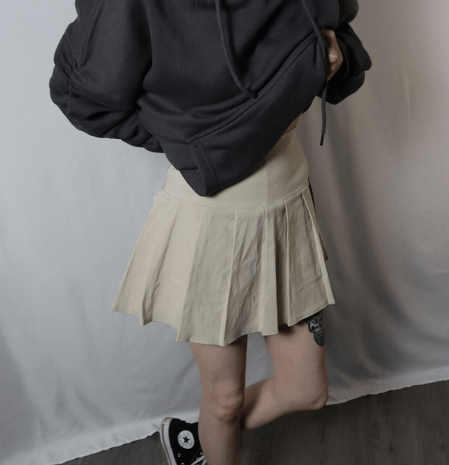 Beige Pleated Skort