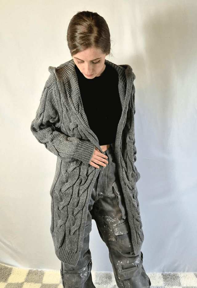 Hooded Knit Cardigan