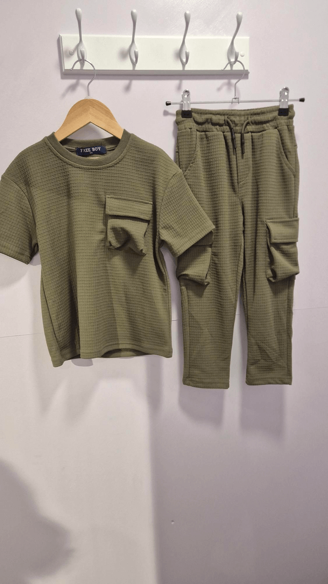 Waffle Texture T-Shirt & Pants Set