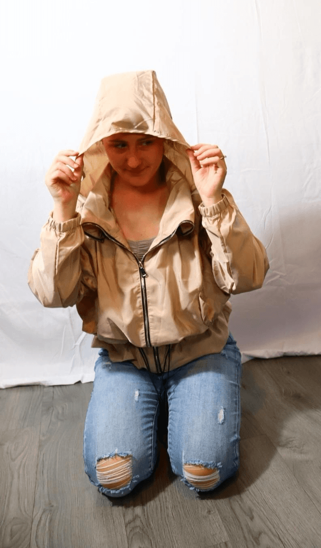 Beige zip Waterproof winderbreaker Jacket
