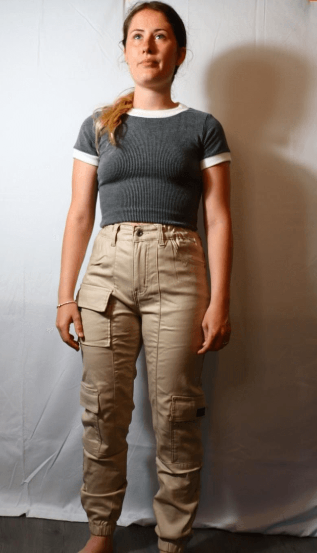 Beige cargo cuffed Jeans