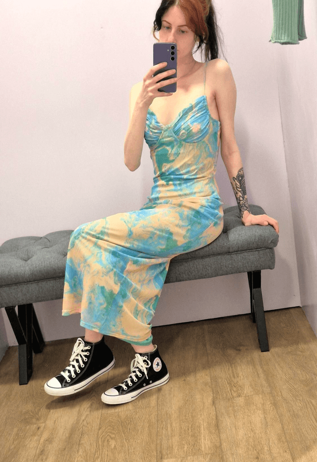 Marble Mesh Midi Dress