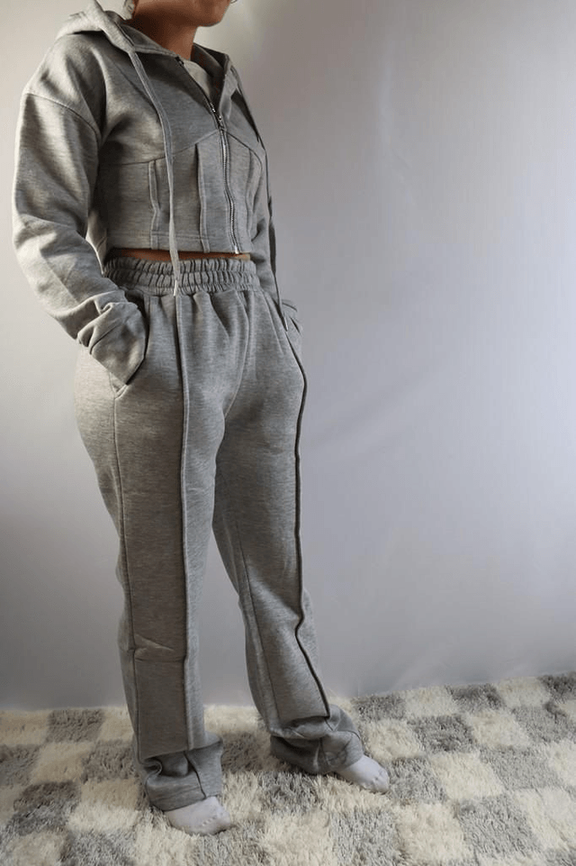 Crop Zip Hoodie & Flare Jogger Set