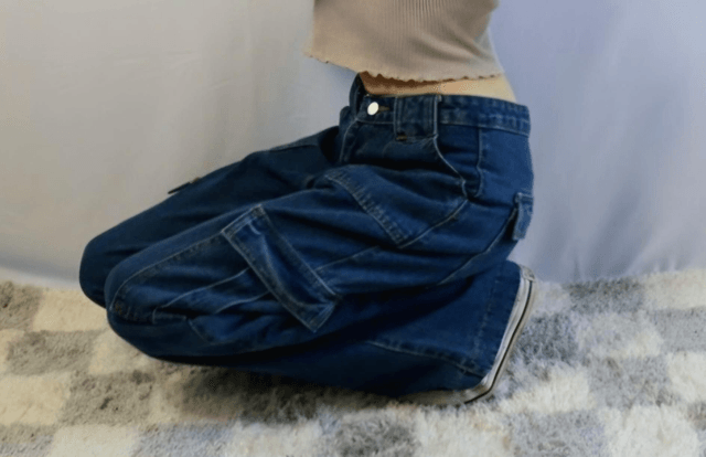 Denim Cargo Jeans Wide Leg