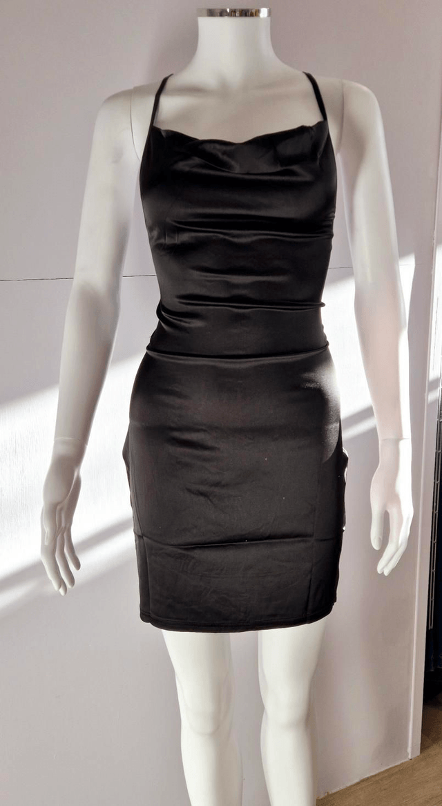 Black Cowl Neck Mini Dress