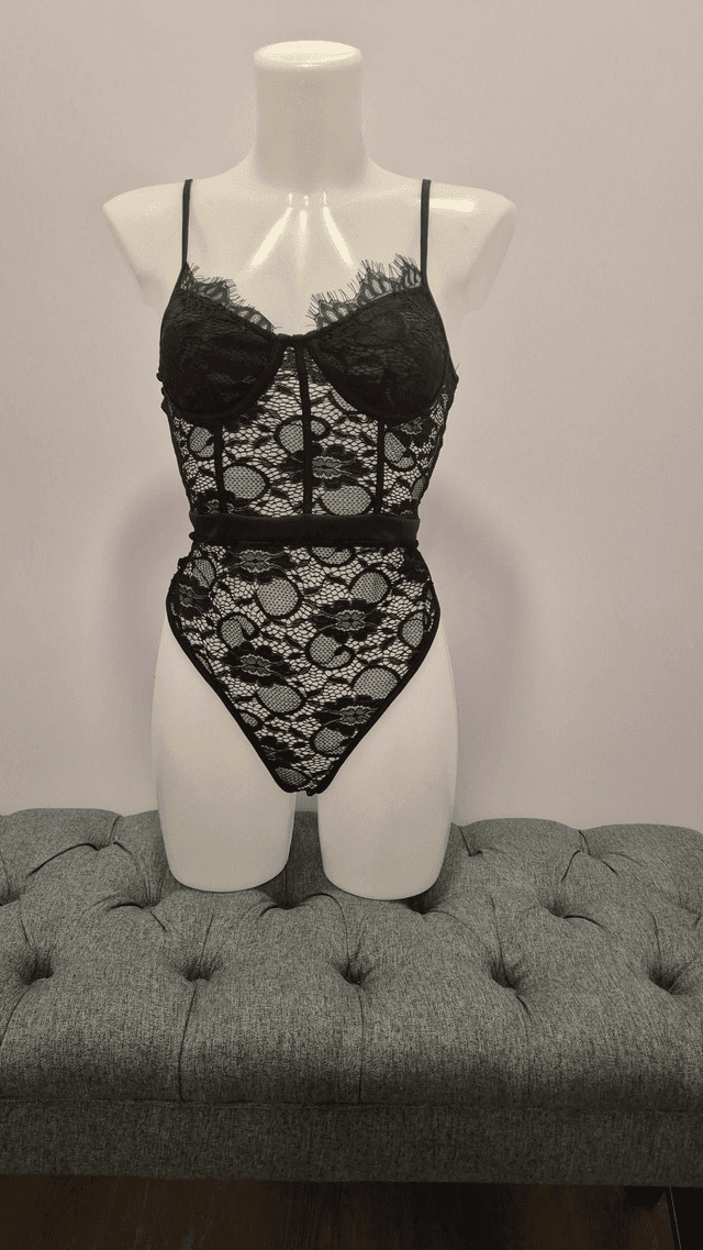 Black Floral Lace Bodysuit