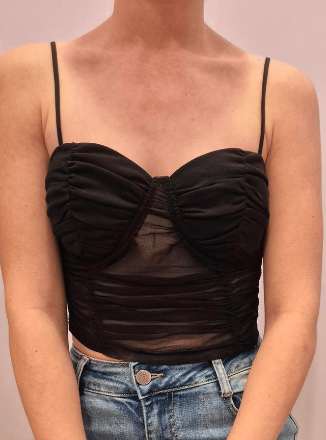 Black Sheer Crop Top