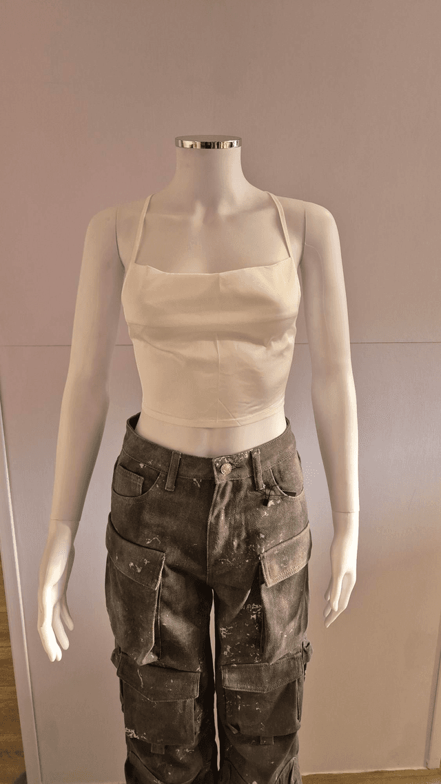 White Mesh Crop Top