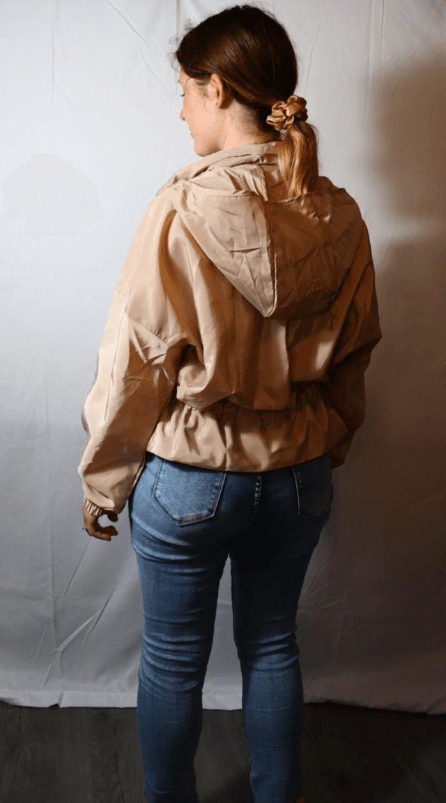 Beige zip Waterproof winderbreaker Jacket