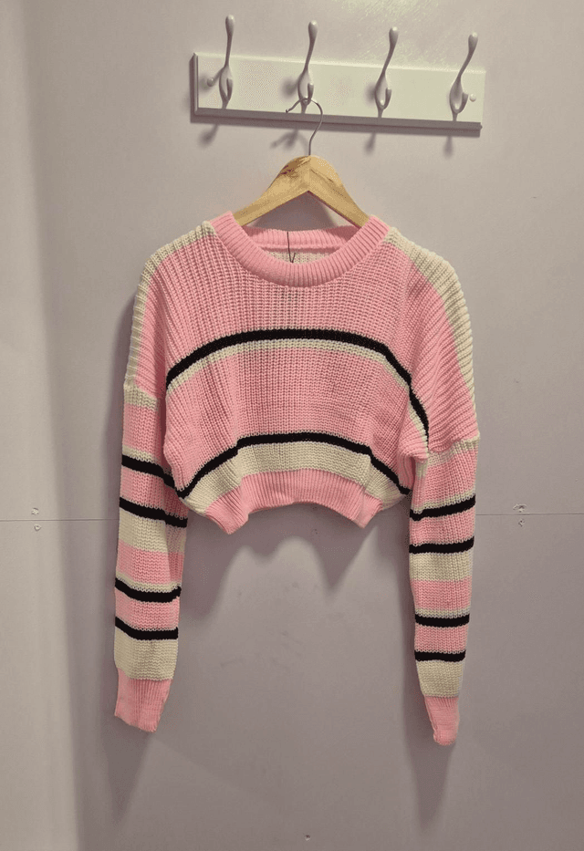 Colour Block Knitted Crop Jumper