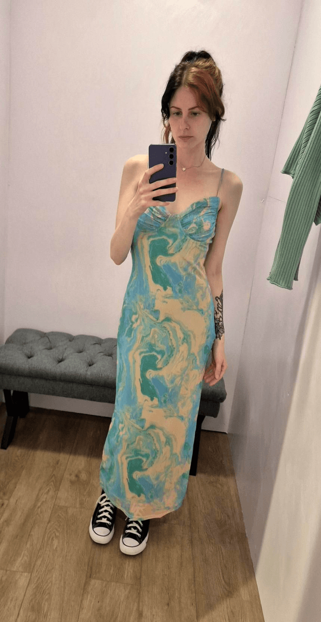 Marble Mesh Midi Dress